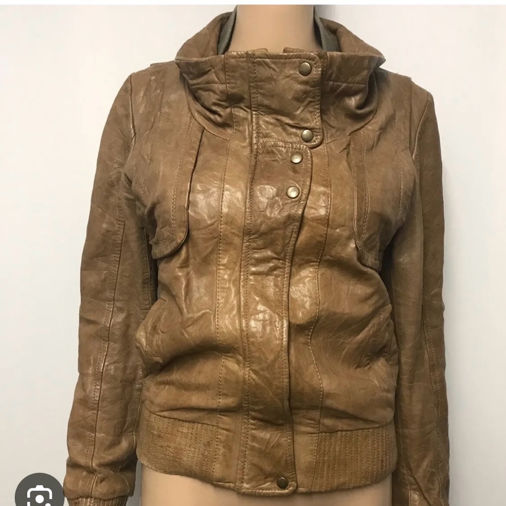 All Saints leather jacket with cowl neck. UK size 12 equivalent to US Medium.